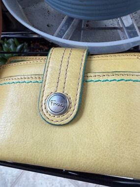 Fossil Lemon Yellow Wallet with Teal Accents